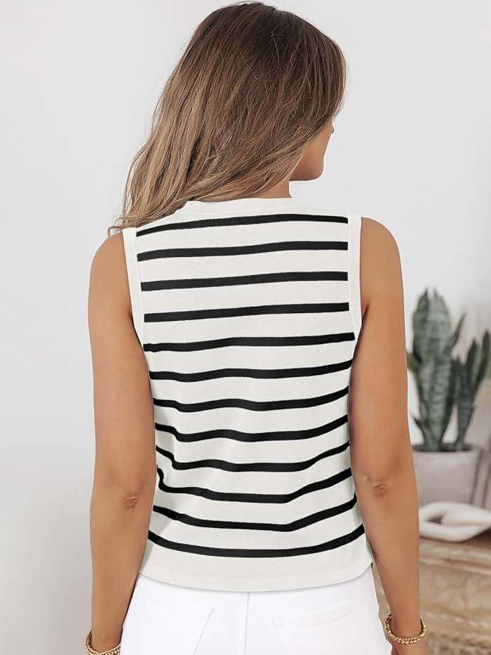 LILLUSORY Vest Tops for Women 2026 Summer Outfits Striped Sweaters Button Up Casual Blouses Jacket Fashion Clothes - Image 4