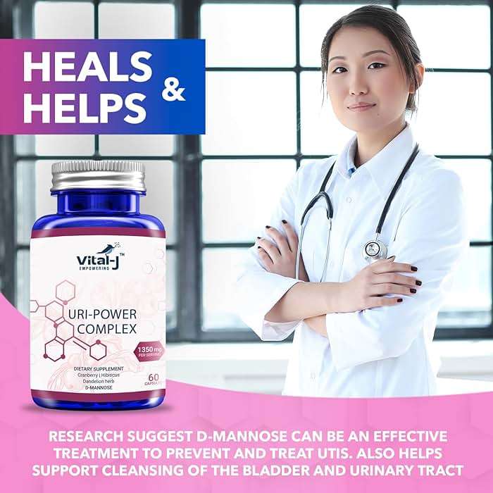 4-IN-1 URI POWER COMPLEX 1350mg - D Mannose, Cranberry, Hibiscus, and Dandelion Herb - Naturally Cleanse the Bladder and Urinary Tract 60 capsules – Specialized Approach for UTI Avoidance - Image 6