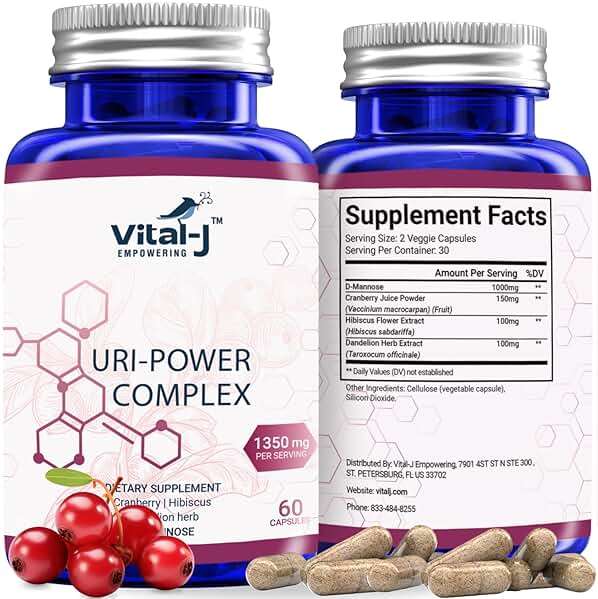 4-IN-1 URI POWER COMPLEX 1350mg - D Mannose, Cranberry, Hibiscus, and Dandelion Herb - Naturally Cleanse the Bladder and Urinary Tract 60 capsules – Specialized Approach for UTI Avoidance - Image 7
