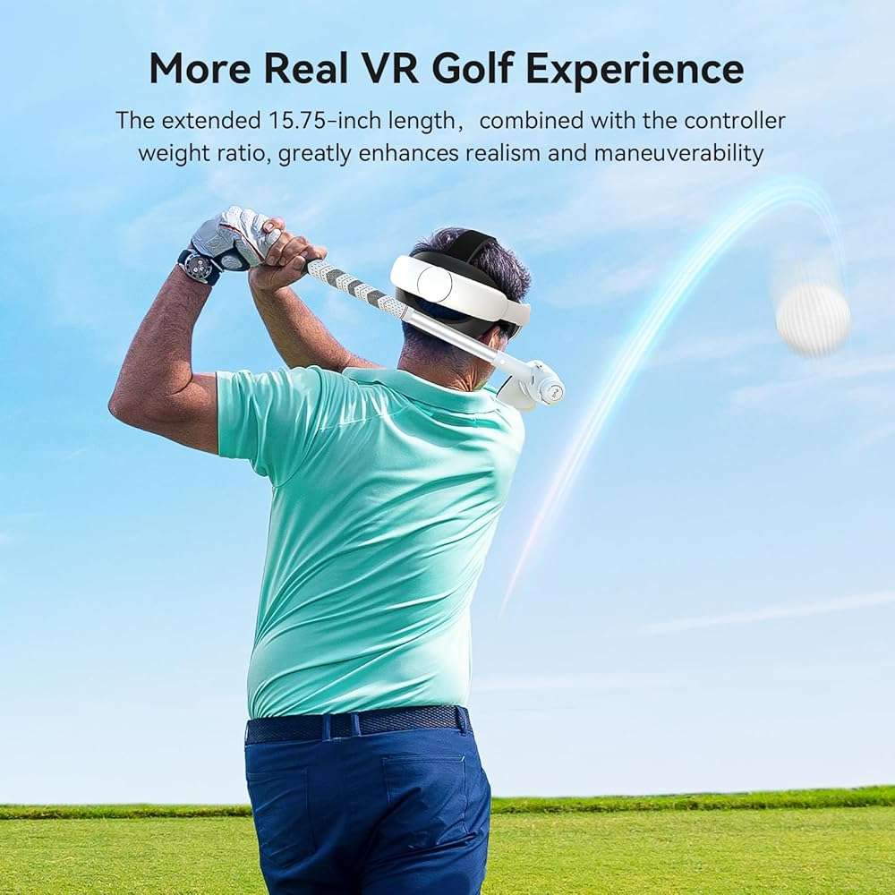 AMVR Golf Club Attachment Compatible with Meta/Oculus Quest 3S/Quest 3, Non-Slip VR Golf Handle Grip for Golf (VR Golf Club) (15.7 Inch Golf Club) - Image 4