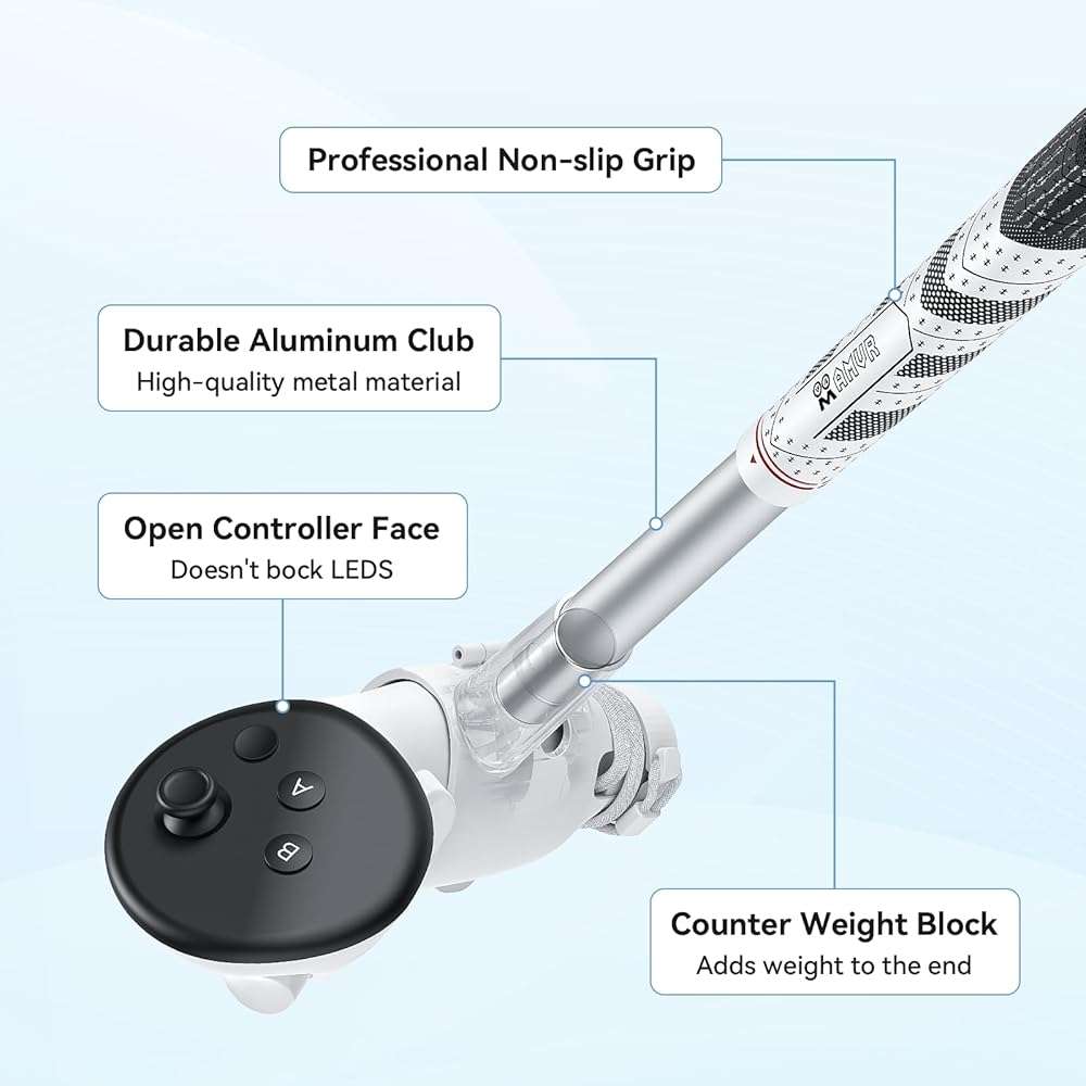AMVR Golf Club Attachment Compatible with Meta/Oculus Quest 3S/Quest 3, Non-Slip VR Golf Handle Grip for Golf (VR Golf Club) (15.7 Inch Golf Club) - Image 6