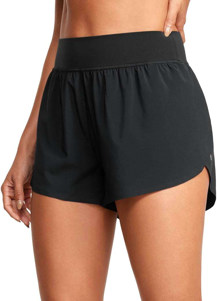 CRZ YOGA High Waisted Split Running Shorts for Women 3" - Comfy Mesh Liner for Workout Athletic Gym Track Quick Dry - Image 1