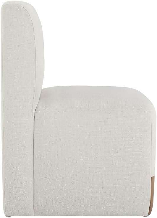CHITA Dining Chairs with Casters Set of 2, FSC Certified Upholstered Armless Modern Rolling Dining Chairs with Rollers for Bedroom Reading Room Living Room, Linen & Cognac Faux Leather Patchwork - Image 13