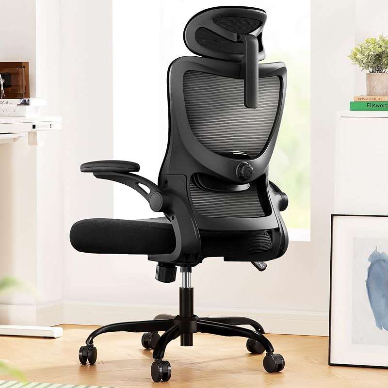 Marsail Ergonomic Office Chair: Office Desk Chair with High Back Mesh and Adjustable Lumbar Support Rolling Work Swivel Task Chairs with Wheel 3D Armrests and Headrest - Image 1
