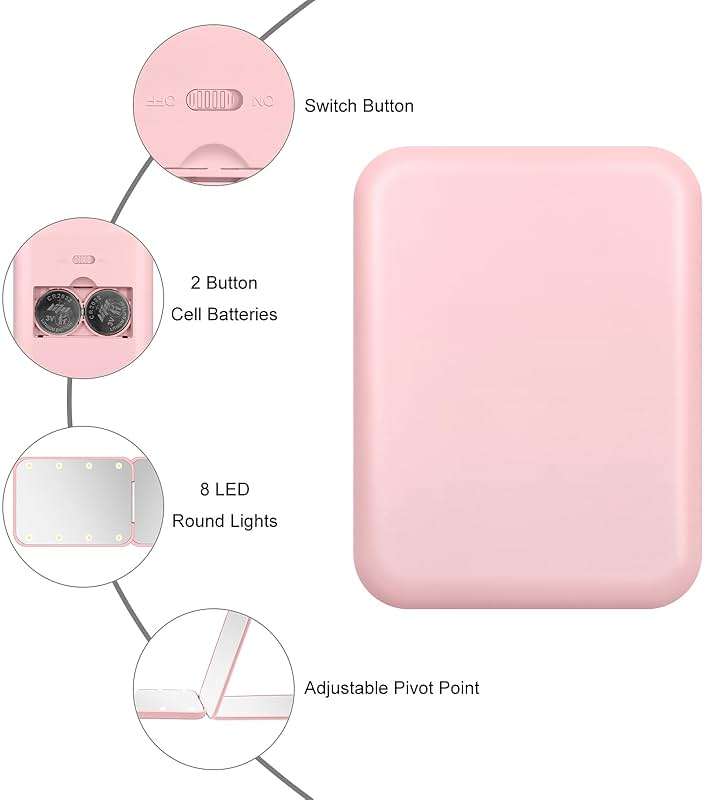 Kakuje Compact Mirror, 1X/3X Magnification LED Pocket Mirror with Nternal BIattery, Mini Mirror for Purse, Pocket,Travel and Present (Pink) - Image 4