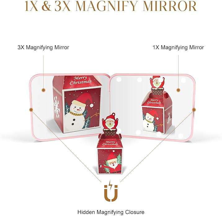 Kakuje Compact Mirror, 1X/3X Magnification LED Pocket Mirror with Nternal BIattery, Mini Mirror for Purse, Pocket,Travel and Present (Pink) - Image 6