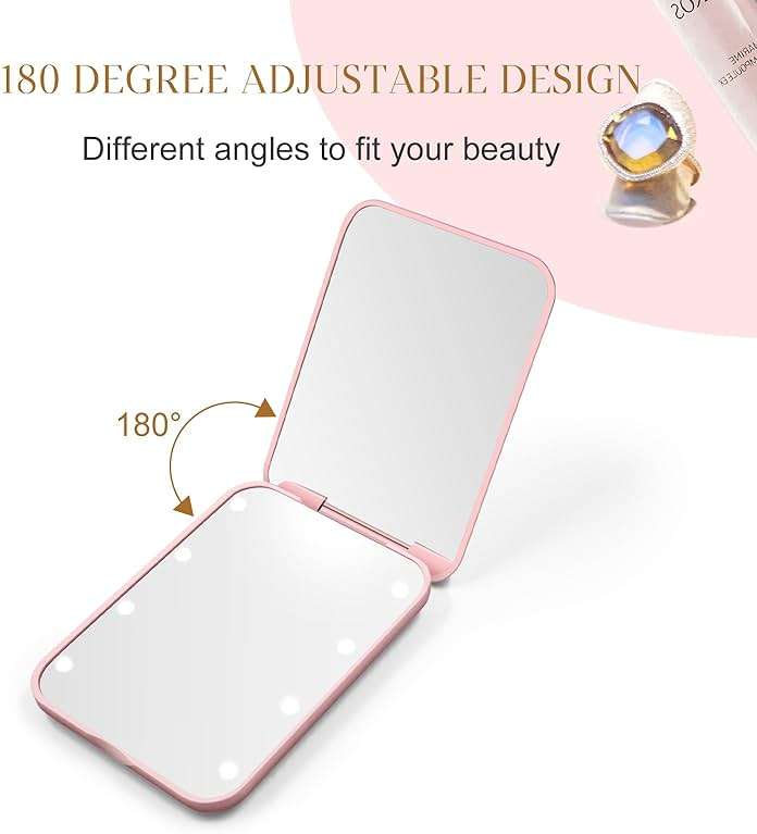 Kakuje Compact Mirror, 1X/3X Magnification LED Pocket Mirror with Nternal BIattery, Mini Mirror for Purse, Pocket,Travel and Present (Pink) - Image 7