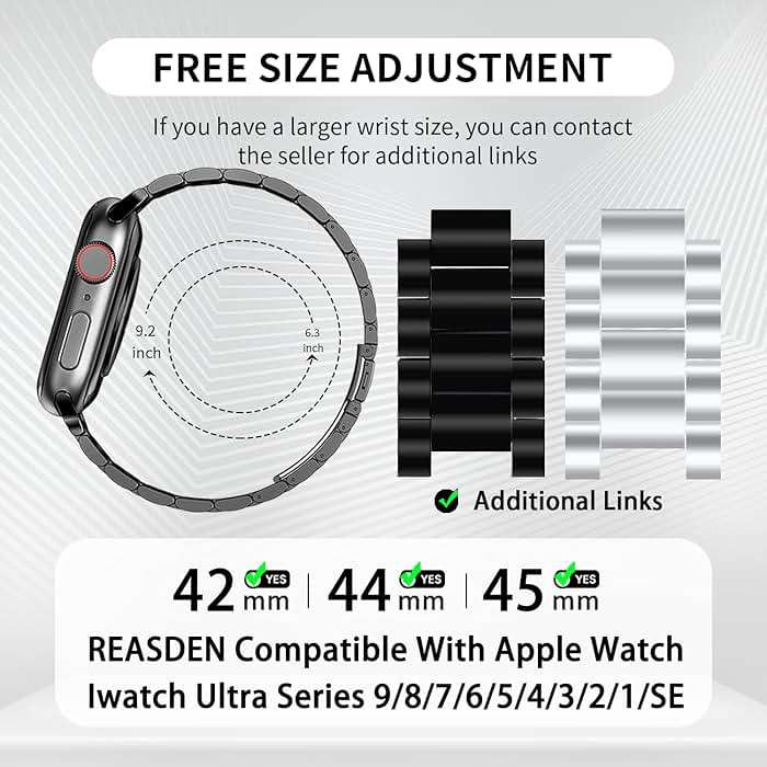 REASDEN Stainless Steel Band and Case Compatible With Apple Watch Iwatch Ultra Series 11 10 9 8 7 6 5 4 3 2 1 SE 49mm 45mm 46mm 44mm 42mm 41mm 40mm 38mm,Men Women Classic Classy Metal Business - Image 2