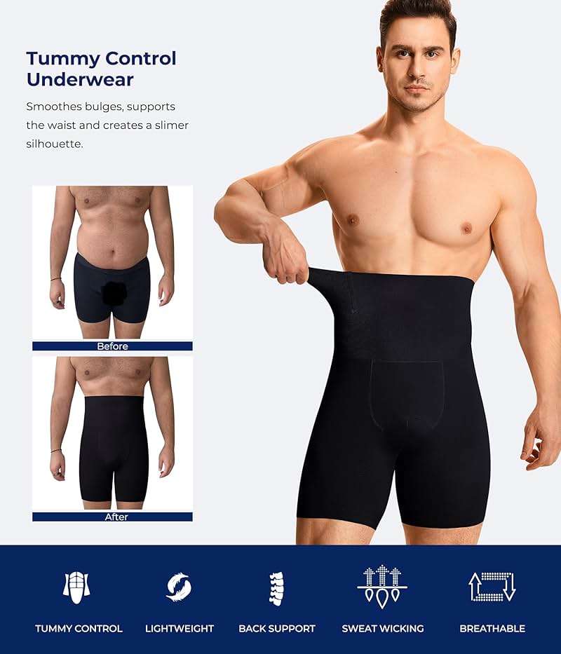 TAILONG Mens Shapewear Tummy Control Underwear Compression Shorts Slimming Body Shaper Leg Boxer Briefs - Image 4