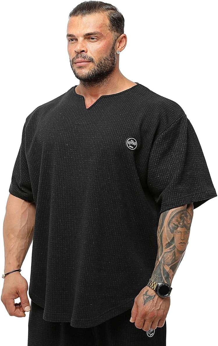 Men's Oversize T-Shirt, Bodybuilding, Lifting Cardio Rag Top Thick Fabric Textured Active T-Shirt - Image 2