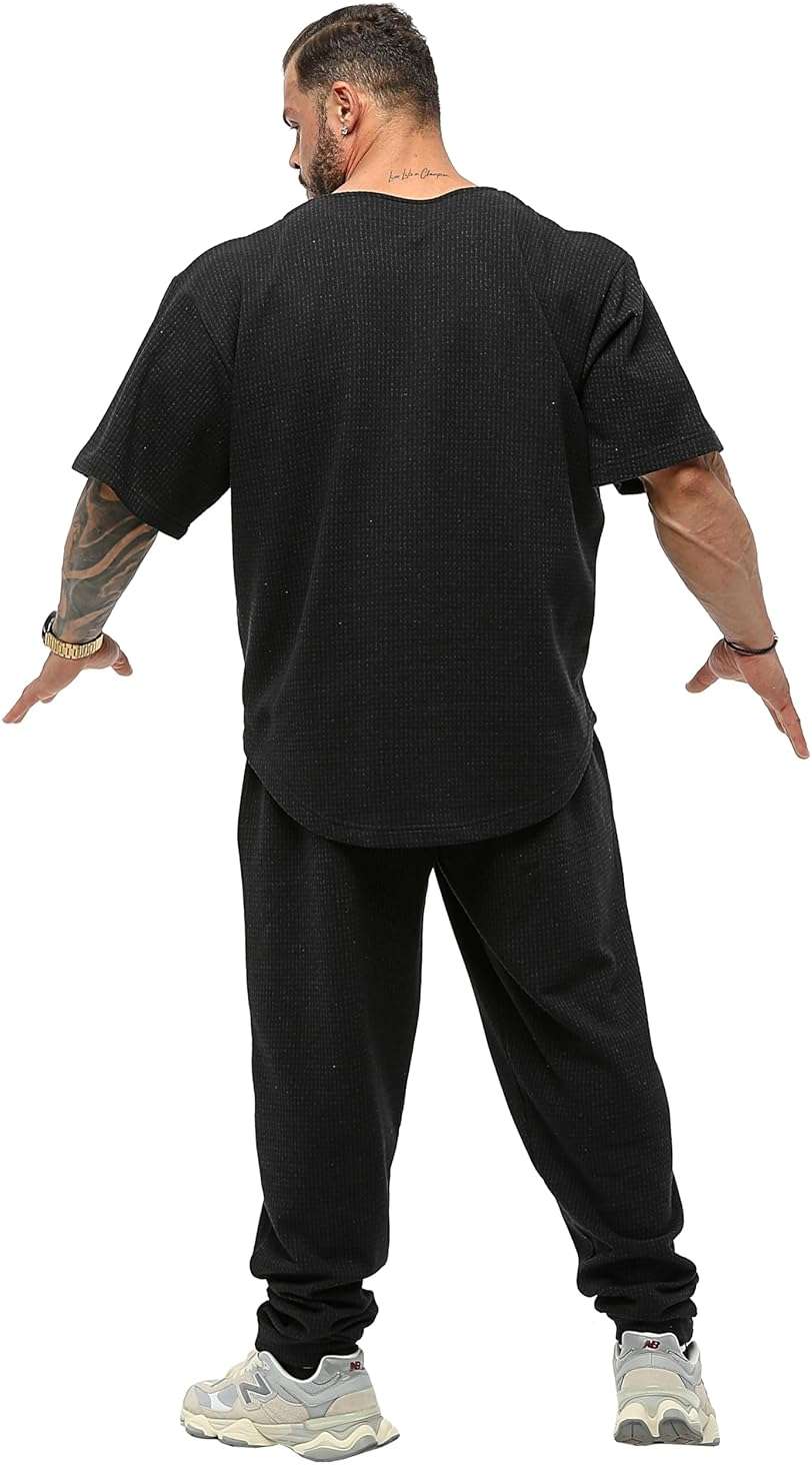 Men's Oversize T-Shirt, Bodybuilding, Lifting Cardio Rag Top Thick Fabric Textured Active T-Shirt - Image 3