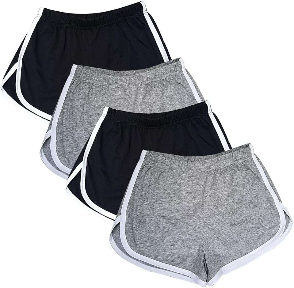 Cameway 4 Pack Women's Cotton Yoga Dance Short Pants Summer Athletic Cycling Hiking Sports Shorts - Image 1