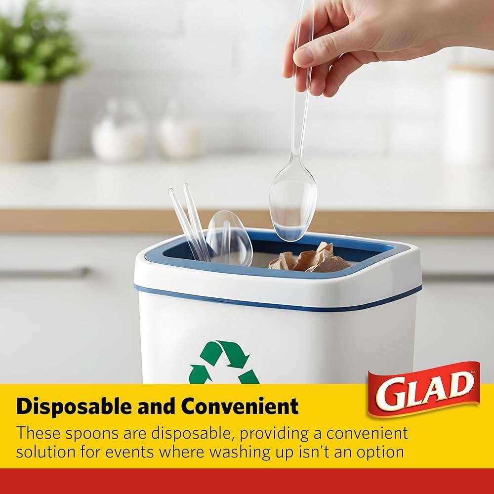 Glad Clear Plastic Spoons, Sturdy Disposable Plastic Cutlery for Parties, Events, Outdoor Meals, and Everyday Use, Clear Neutral Design Fits Any Table Setting, 24 Count - Image 5