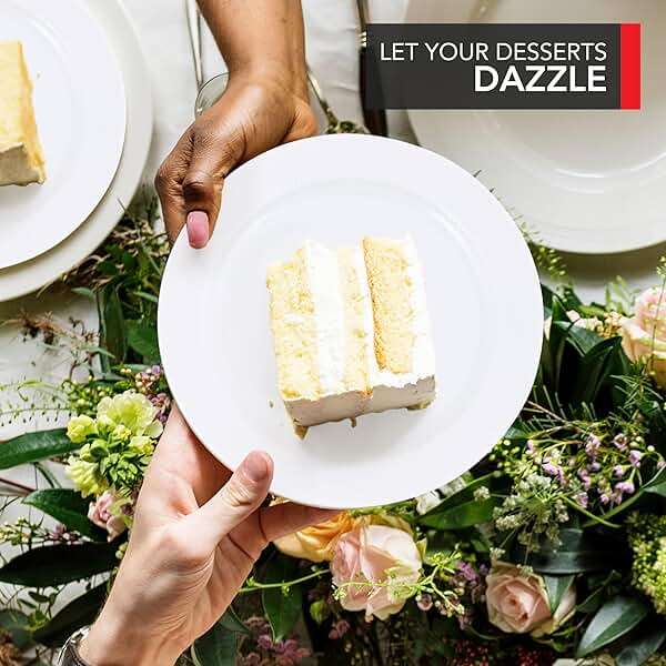 Stock Your Home 100 Count Premium White Plastic Plates, 6 Inch White Disposable Wedding Cake Plates, Heavy Duty Plastic Dessert Plates, Cocktail Appetizer Plates for Christmas Dinner Parties - Image 6