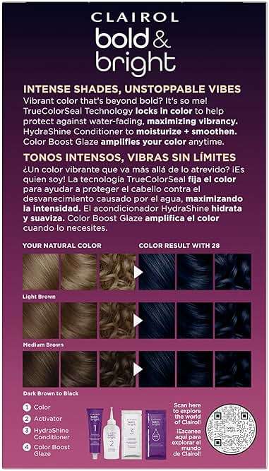 Clairol Bold & Bright Permanent Hair Dye, 28 Wild Blackberry Hair Color | Intense Vibrancy + Moisturizing Shine | Includes Color Boost Glaze to Amplify Color Anytime | Pack of 1 - Image 2