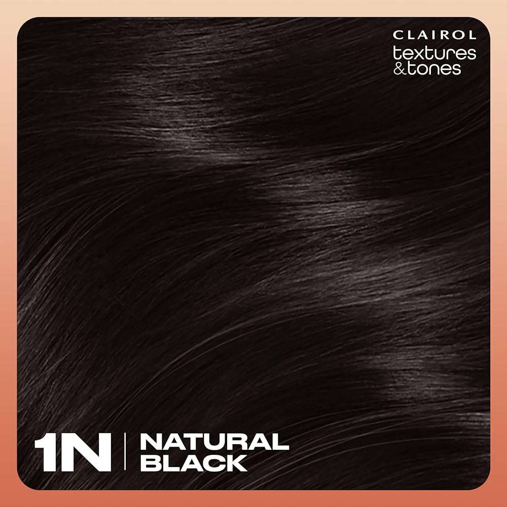 Clairol Textures & Tones Permanent Hair Dye, 1N Natural Black Hair Color | Ammonia-Free | Moisture-Rich Formula with Argan, and Olive Oil for Brilliant Shine | Pack of 1 - Image 9