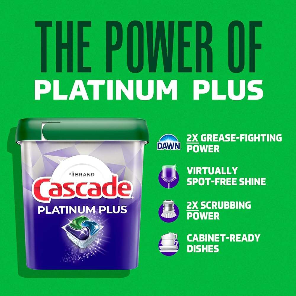 Cascade Platinum Plus Dishwasher Pods, Dishwasher Detergent, Dishwasher Soap, Dish Tabs, Dishwashing Tablets, Dish Detergent, Lemon, Actionpacs, 21 Count - Image 2