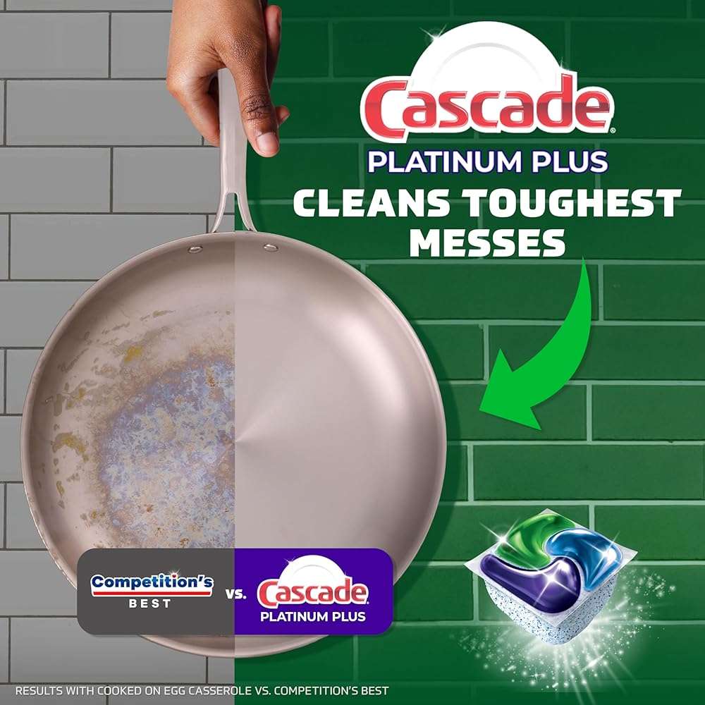 Cascade Platinum Plus Dishwasher Pods, Dishwasher Detergent, Dishwasher Soap, Dish Tabs, Dishwashing Tablets, Dish Detergent, Lemon, Actionpacs, 21 Count - Image 6