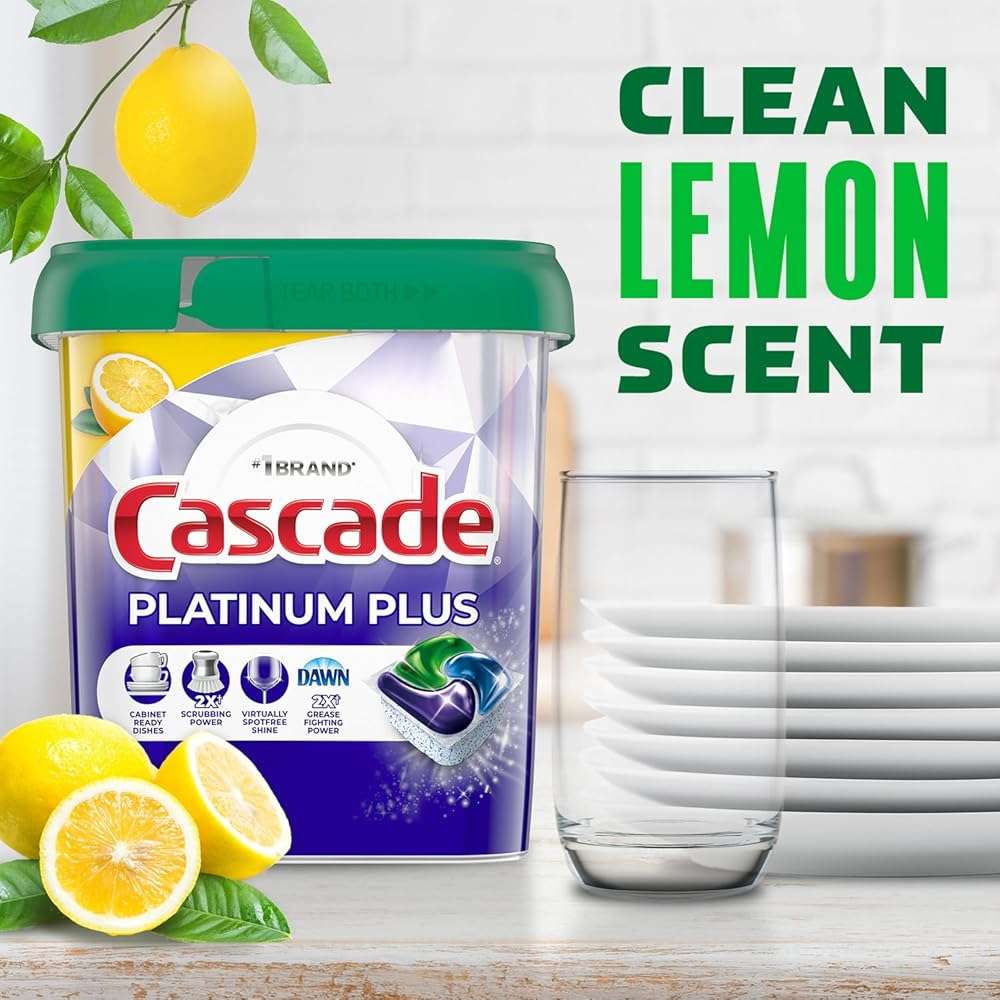 Cascade Platinum Plus Dishwasher Pods, Dishwasher Detergent, Dishwasher Soap, Dish Tabs, Dishwashing Tablets, Dish Detergent, Lemon, Actionpacs, 21 Count - Image 7