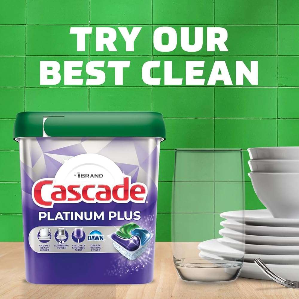 Cascade Platinum Plus Dishwasher Pods, Dishwasher Detergent, Dishwasher Soap, Dish Tabs, Dishwashing Tablets, Dish Detergent, Lemon, Actionpacs, 21 Count - Image 10
