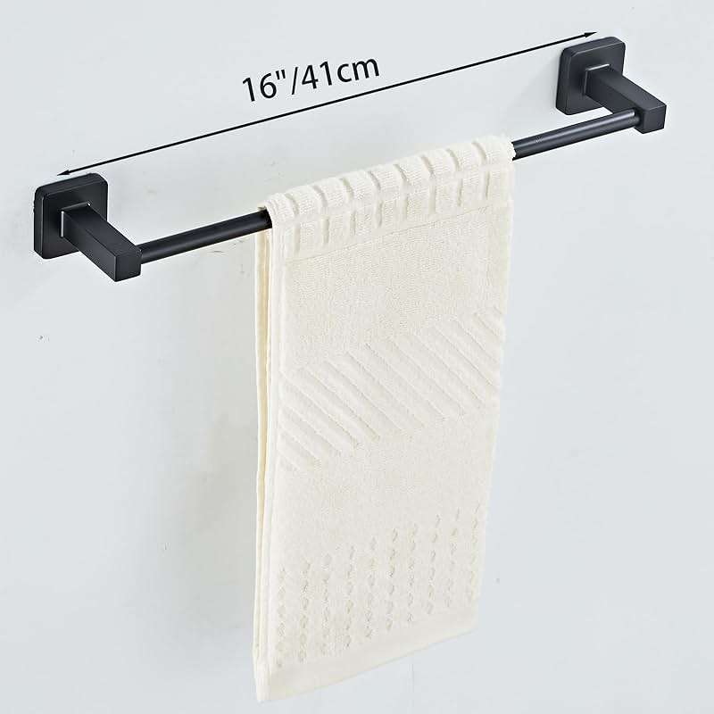 Matte Black Bathroom Hardware Set 8 Pieces,Towel Bar Set Stainless Steel Wall Mounted, Includes 16In Hand Towel Bar, Towel Ring, Robe Towel Hooks,Toilet Paper Holder, Bathroom Towel Rack Set… - Image 3