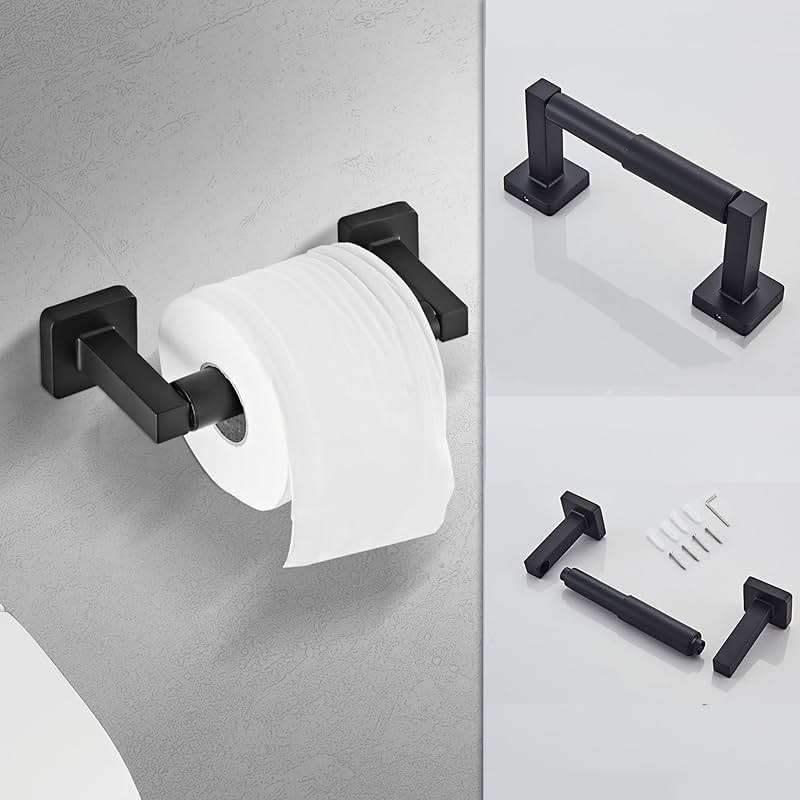 Matte Black Bathroom Hardware Set 8 Pieces,Towel Bar Set Stainless Steel Wall Mounted, Includes 16In Hand Towel Bar, Towel Ring, Robe Towel Hooks,Toilet Paper Holder, Bathroom Towel Rack Set… - Image 6