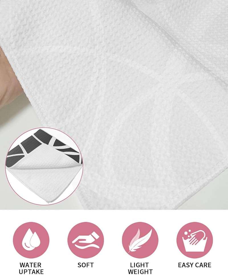Geometric Gradient Grey Waffle Kitchen Dish Towels Set of 2,Super Absorbent & Quick Dry Hair Hand Bath Tea Golf Microfiber Soft Towel Cleaning Dish Washcloth,Modern Minimalist Abstract Circle 12"x12" - Image 7