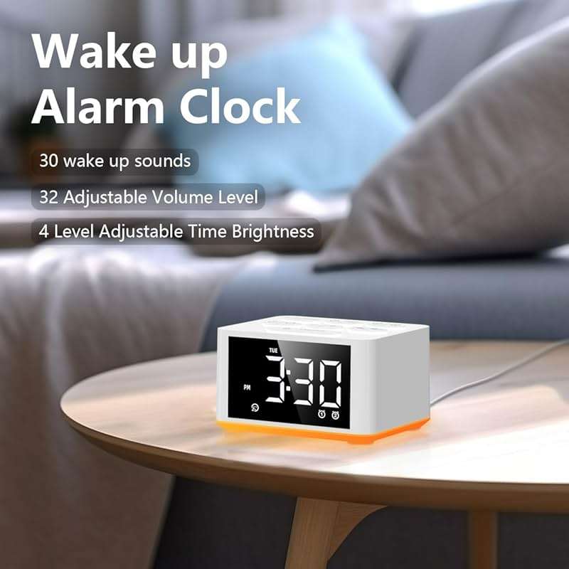 【3 in 1】 Sound Machine Dual Alarm Clock Night Light White Noise Machine 27 Sleeping Sounds for Adults Kids Precise 32 Level Volume Sleep Timer Memory Function Digital Clock with 30 Wake Up Sounds - Image 6