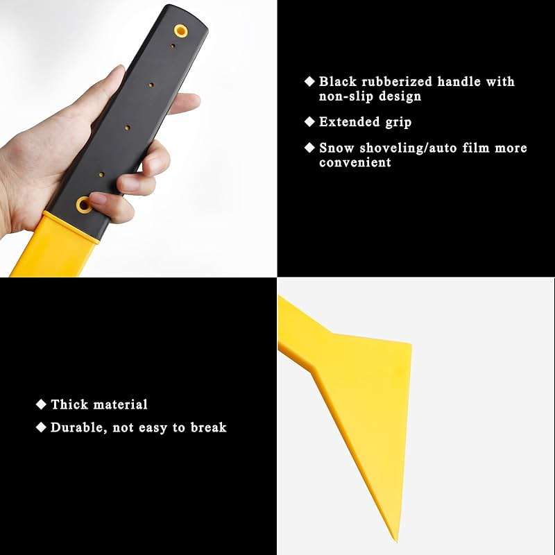 Dickno Window Tint Squeegee, Triangle Tinting Squeegee with Non-Slip Long Handle, Auto Vinyl Wrapping Tint Installation Scraper, Car Windshield Snow Frost Ice Removal & Cleaning Tool - Image 3