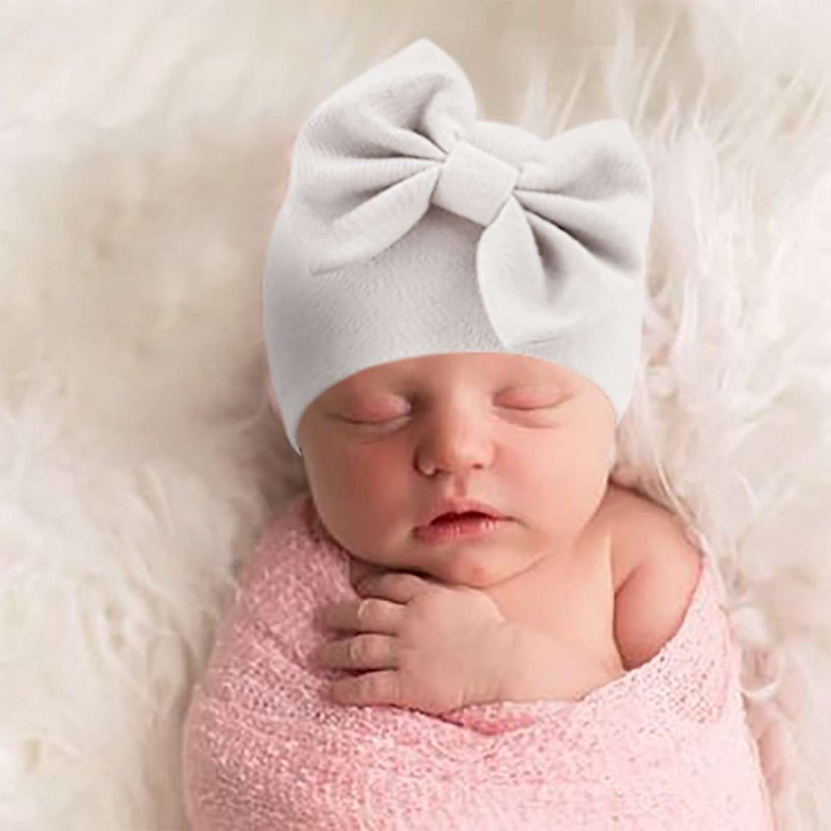 Newborn Baby Hats and Mittens Set Infant Bow Beanie Cap Toddler Gloves Newborn Hospital Hats for Baby Boy Girl 0-6 Months - Image 6