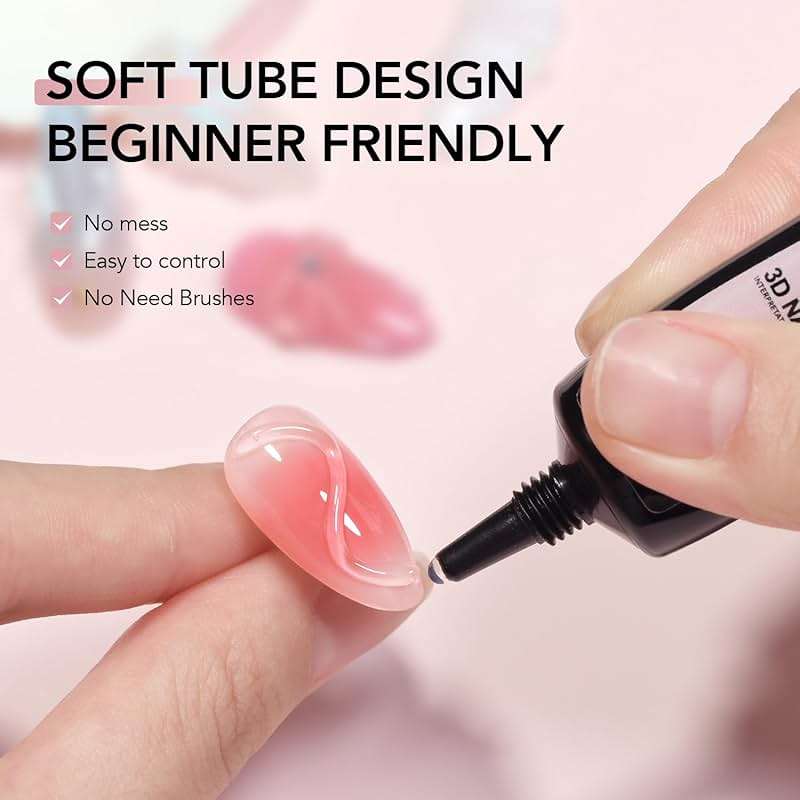 GAOY 3D Nail Gel, 15g Clear Sculpting Gel for Carving, Molding and Painting Nail Art Designs, Rhinestone Glue for Gems Decoration - Image 3