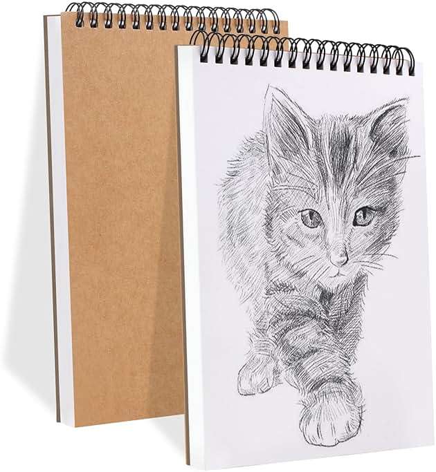Utron 2 Pack Sketch Book, 5.8” x 8.3” Small Sketch Pad,100GSM/68LB Sketchbook for Drawing, A5 Drawing Paper, Thick Small Drawing Notebook for Painting Beginner, Artist (50 Sheets/Pack) - Image 1