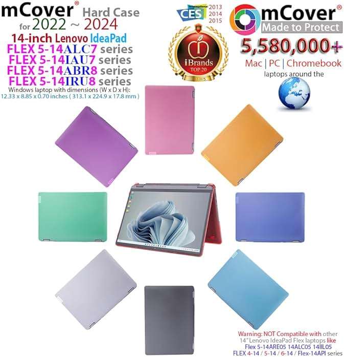 mCover Hard Case Only Compatible for 2022-2024 14" Lenovo IdeaPad Flex 5 Windows 14ALC7 / 14IAU7 / 14ABR8 / 14IRU8 Series Convertible Laptop Computers (NOT Fitting Other Models) -Black - Image 2