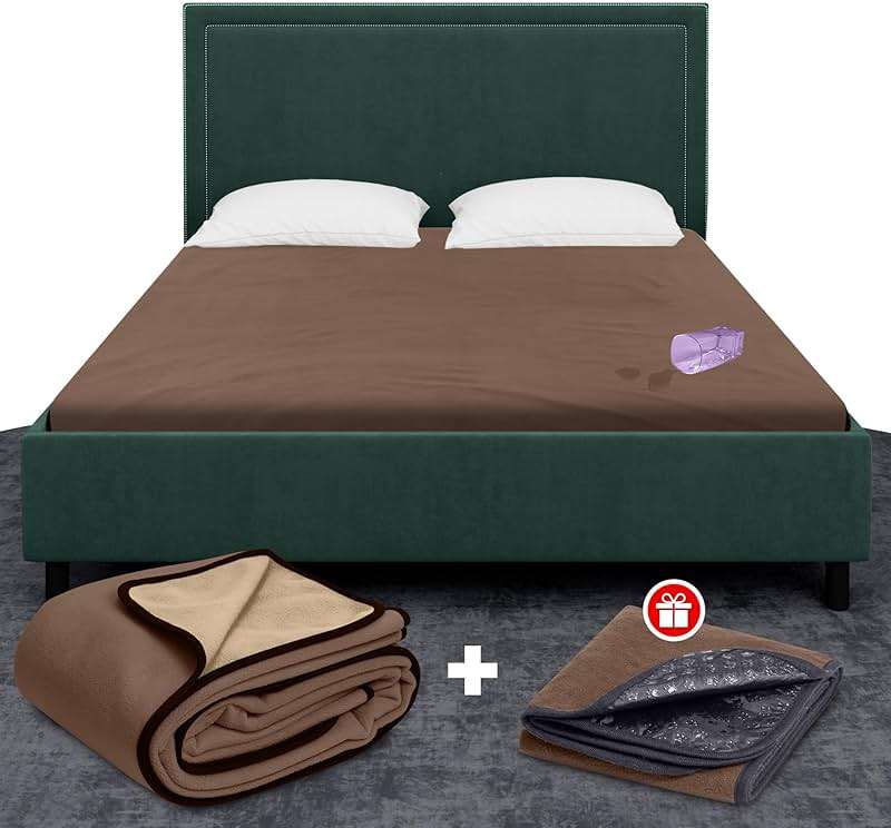 Paw Buddies Premium Waterproof Blanket 80"x90" Velvet-Feel Reversible Throw – Leakproof, Machine Washable Bed & Sofa King Size Protector for Couples, Pets & Travel + Bonus Small Blanket - Image 1