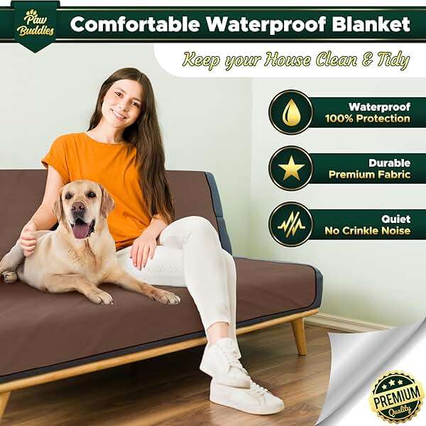 Paw Buddies Premium Waterproof Blanket 80"x90" Velvet-Feel Reversible Throw – Leakproof, Machine Washable Bed & Sofa King Size Protector for Couples, Pets & Travel + Bonus Small Blanket - Image 2