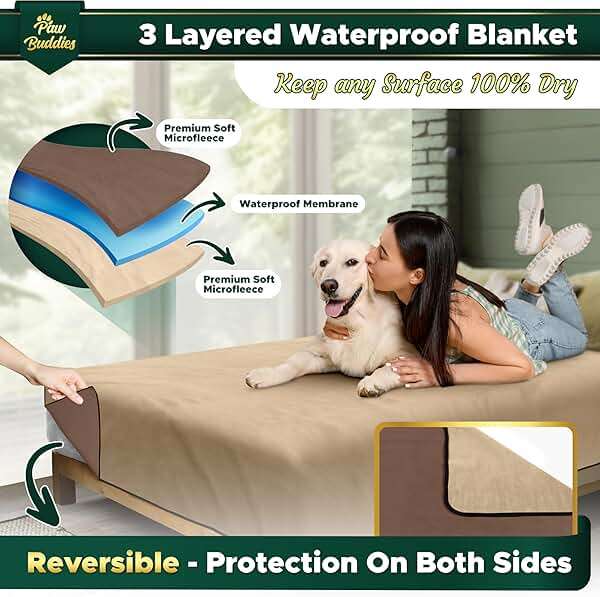 Paw Buddies Premium Waterproof Blanket 80"x90" Velvet-Feel Reversible Throw – Leakproof, Machine Washable Bed & Sofa King Size Protector for Couples, Pets & Travel + Bonus Small Blanket - Image 3