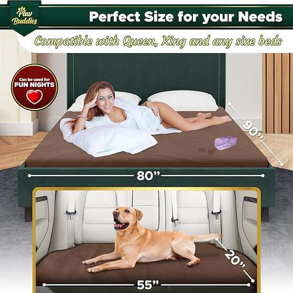 Paw Buddies Premium Waterproof Blanket 80"x90" Velvet-Feel Reversible Throw – Leakproof, Machine Washable Bed & Sofa King Size Protector for Couples, Pets & Travel + Bonus Small Blanket - Image 4