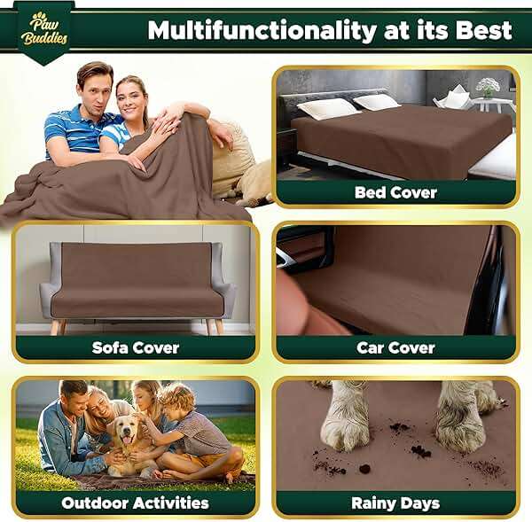 Paw Buddies Premium Waterproof Blanket 80"x90" Velvet-Feel Reversible Throw – Leakproof, Machine Washable Bed & Sofa King Size Protector for Couples, Pets & Travel + Bonus Small Blanket - Image 6