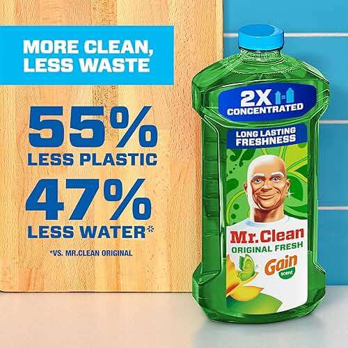 Mr. Clean All Purpose Cleaner, Floor Cleaner for Mopping Home, Bathroom, & Kitchen, Cleaning Liquid for Mop & Bucket, Cleaning Supplies, Multi-Surface Dilutable, Gain, 41oz - Image 6