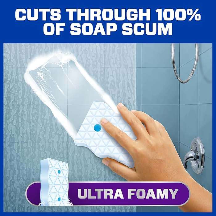 Mr. Clean Magic Eraser Sponge, All Purpose Cleaner, Cleaning Scrubber, Kitchen, Bathroom, Shower, Oven, Cleaning Supplies, Variety Pack with 1 Ultra Thick, 2 Ultra Foamy, & 3 Extra Durable, 6ct - Image 5