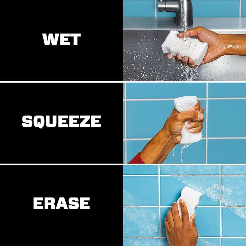 Mr. Clean Magic Eraser Sponge, All Purpose Cleaner, Cleaning Scrubber, Kitchen, Bathroom, Shower, Oven, Cleaning Supplies, Variety Pack with 1 Ultra Thick, 2 Ultra Foamy, & 3 Extra Durable, 6ct - Image 7