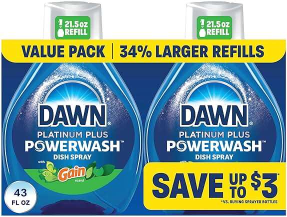 Dawn Powerwash Gain Original Dish Spray, Liquid Dish Soap 2 Refills, 43 Fl Oz - Image 1