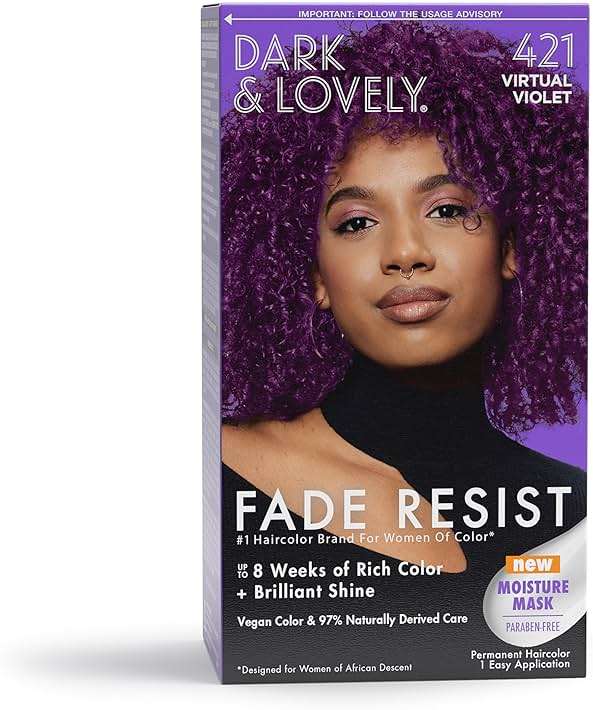 Softsheen-Carson Dark and Lovely Hair Dye, Fade Resist Hair Color with Conditioning Mask, Virtual Violet, 1 Kit - Image 1