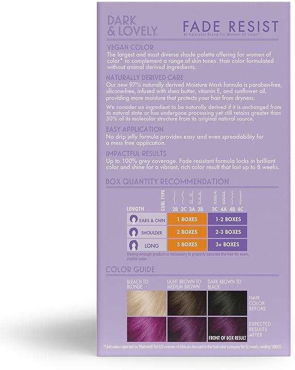 Softsheen-Carson Dark and Lovely Hair Dye, Fade Resist Hair Color with Conditioning Mask, Virtual Violet, 1 Kit - Image 8
