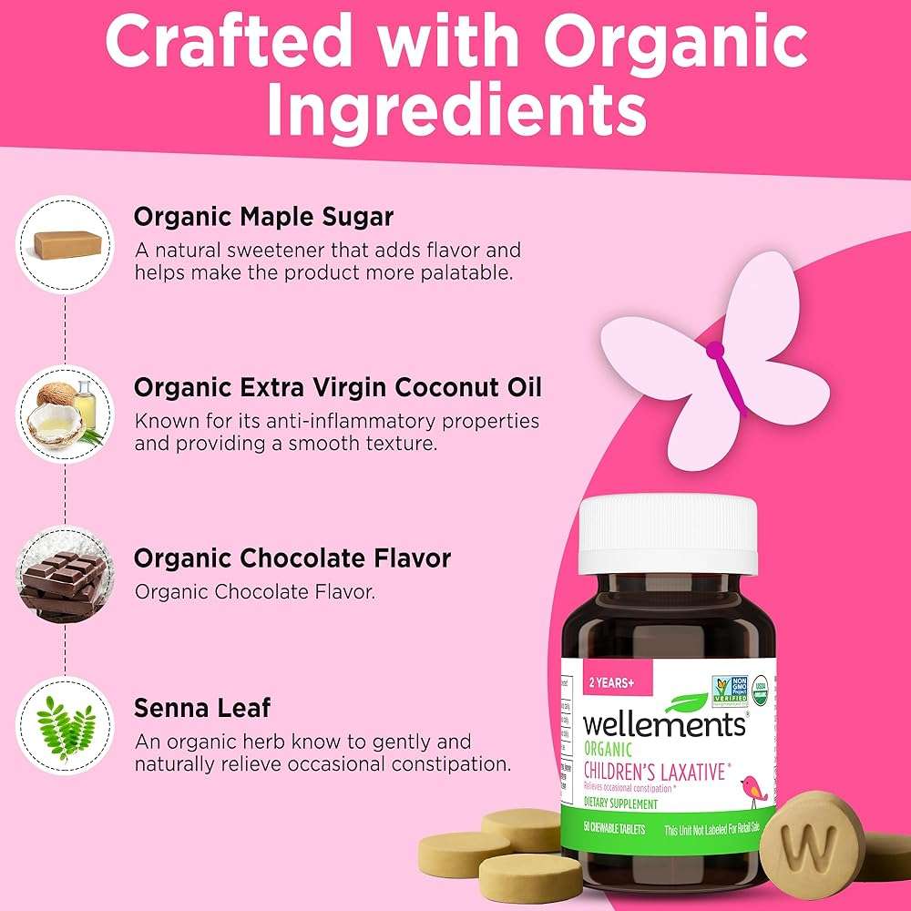Wellements Organic Children's Laxatives for Constipation (50 Chewable Tablets) | Organic Senna Tablets for 2+ Kids | Non-GMO, USDA Organic, Gluten Free | Natural Laxatives for Constipation Relief* - Image 3