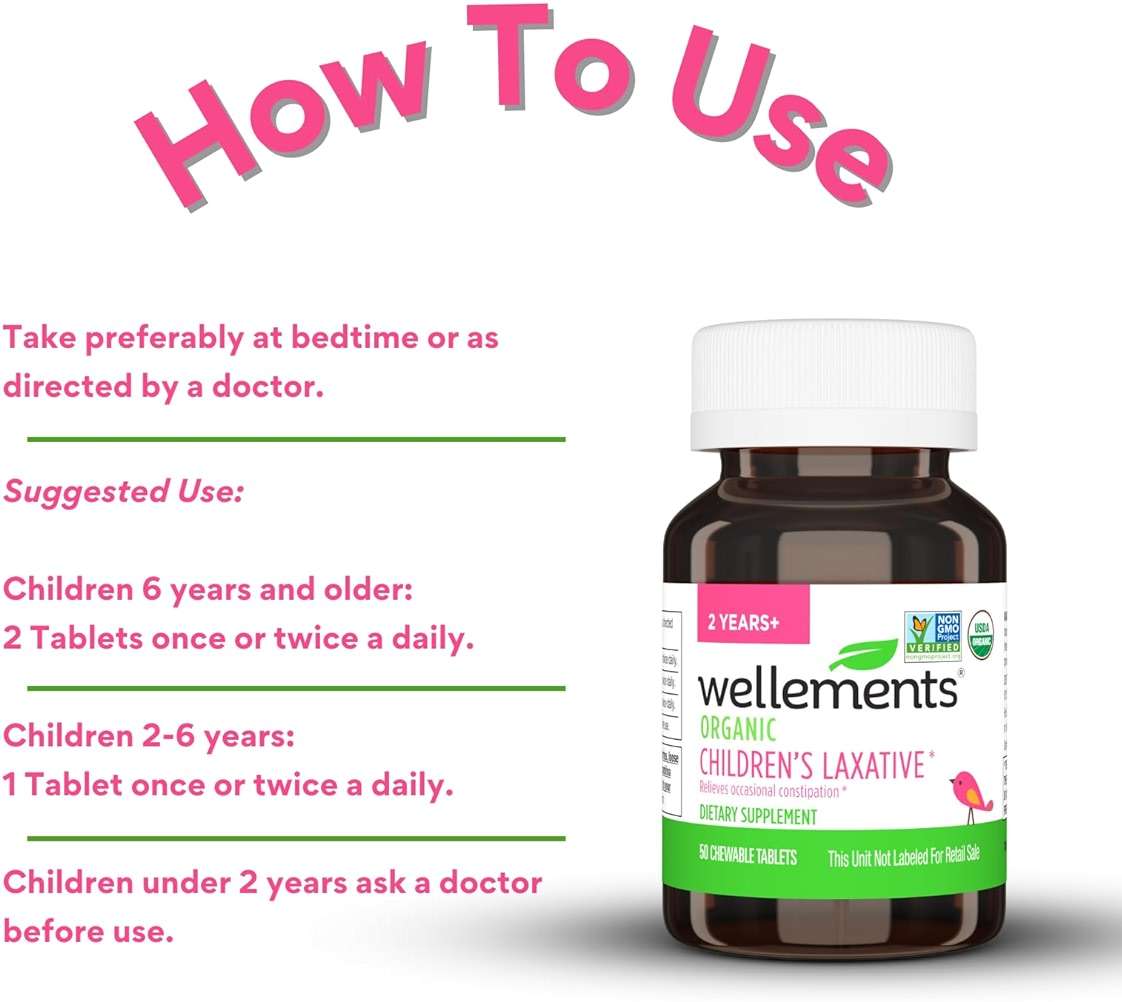 Wellements Organic Children's Laxatives for Constipation (50 Chewable Tablets) | Organic Senna Tablets for 2+ Kids | Non-GMO, USDA Organic, Gluten Free | Natural Laxatives for Constipation Relief* - Image 8