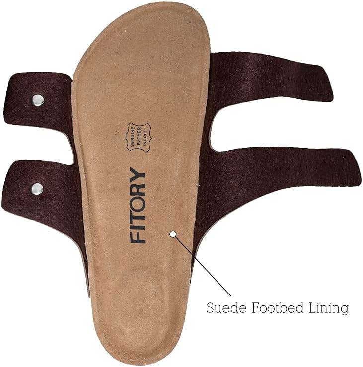 FITORY Mens Leather Insole Sandals with Two Buckles Open Toe Slides | Non-Slip,Open Toe，Double Straps,Casual,Comfortable,Indoor and Outdoor,Beach,Summer,Vacation - Image 4