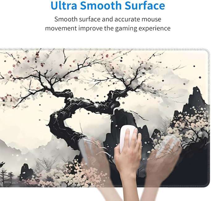 Japanese Mouse Pad, Large Japanese Desk Mat, XL Anime Gaming Keyboard Mat, Non-Slip Rubber Base, Big Extended Desk Protector for Home Office, 31.5”x11.8” - Image 5