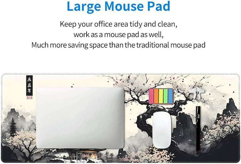 Japanese Mouse Pad, Large Japanese Desk Mat, XL Anime Gaming Keyboard Mat, Non-Slip Rubber Base, Big Extended Desk Protector for Home Office, 31.5”x11.8” - Image 6