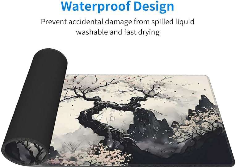 Japanese Mouse Pad, Large Japanese Desk Mat, XL Anime Gaming Keyboard Mat, Non-Slip Rubber Base, Big Extended Desk Protector for Home Office, 31.5”x11.8” - Image 7